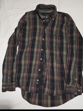 Ivy crew mens large green purple plaid button shirt #27